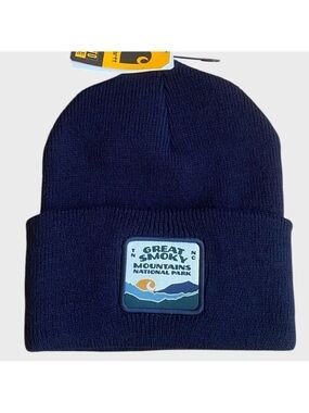 NWT Carhartt Knit Cuffed Smoky Mountain National Park Patch Beanie Navy Blue OS